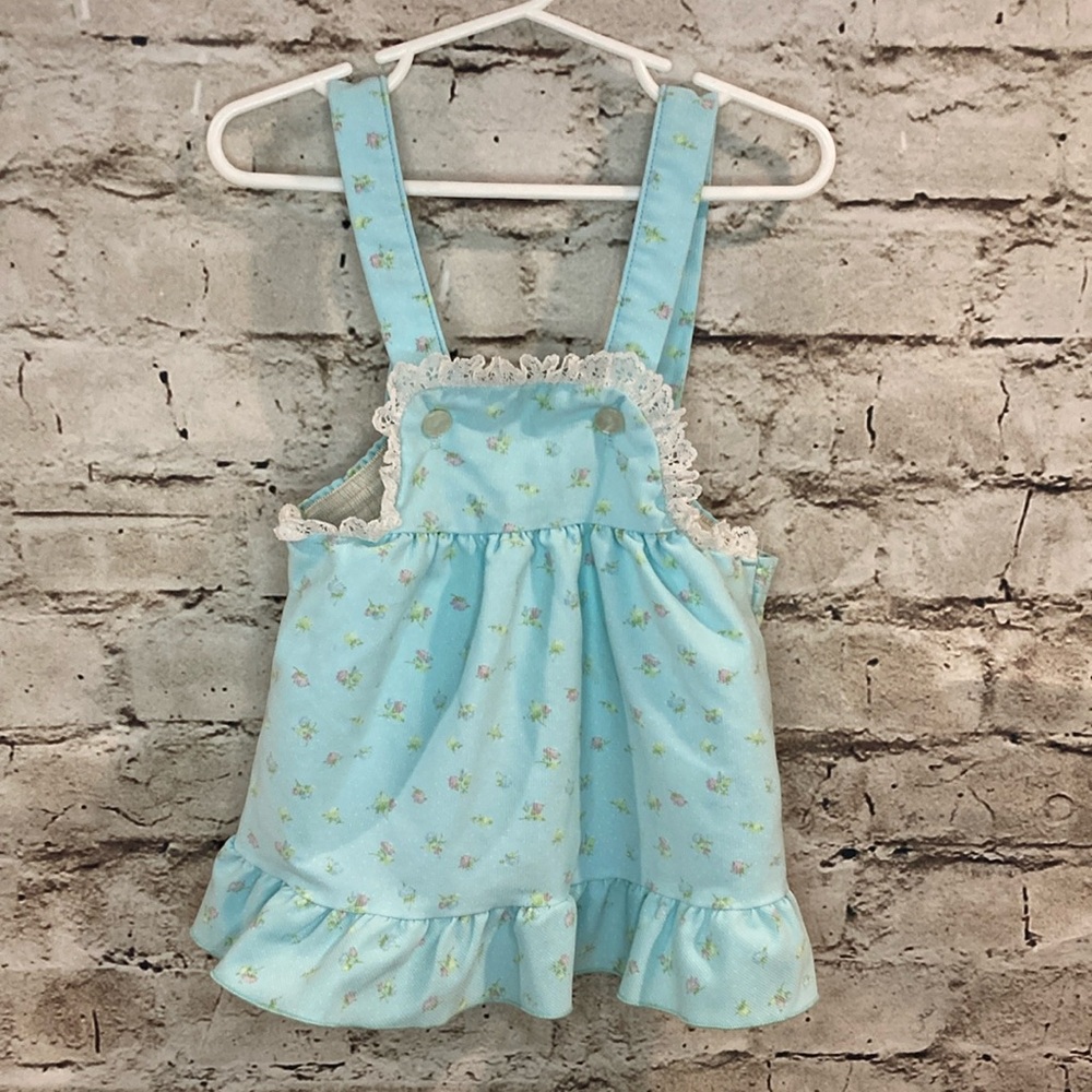 Vintage blue floral lightweight corduroy dress